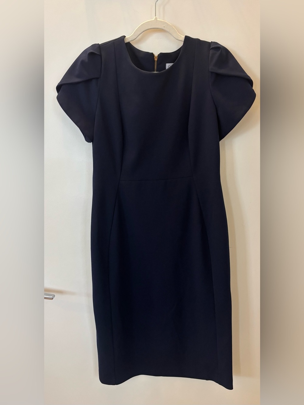 Calvin Klein Navy Puff-Sleeve Sheath Dress